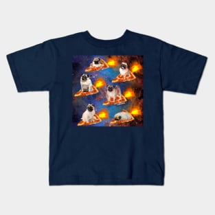 Pugs in Space Riding Pizza Kids T-Shirt